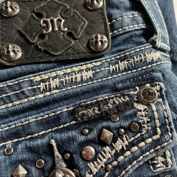 MISS ME Rhinestone & Stud Boot Cut Jeans Sz 25 - Picture 5 of 9